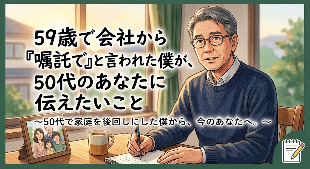 「59歳で会社から『嘱託で』と言われた僕が、50代のあなたに伝えたいこと」
