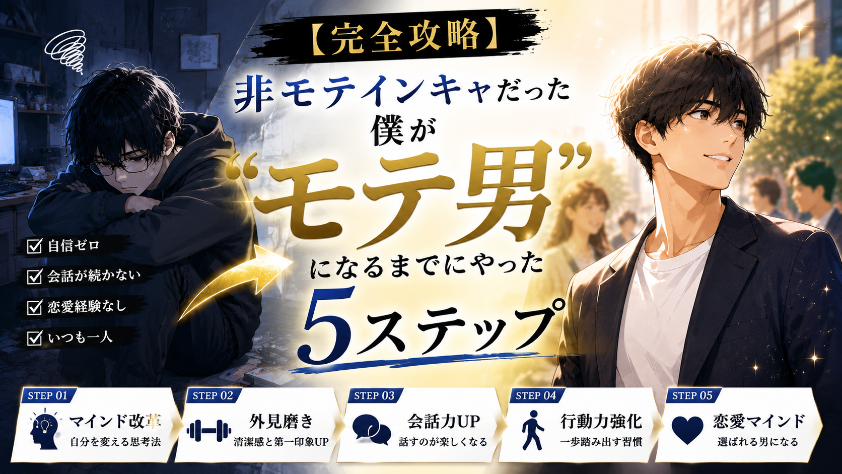 【完全攻略】非モテインキャだった僕が"モテ男"になるまでにやった5ステップ