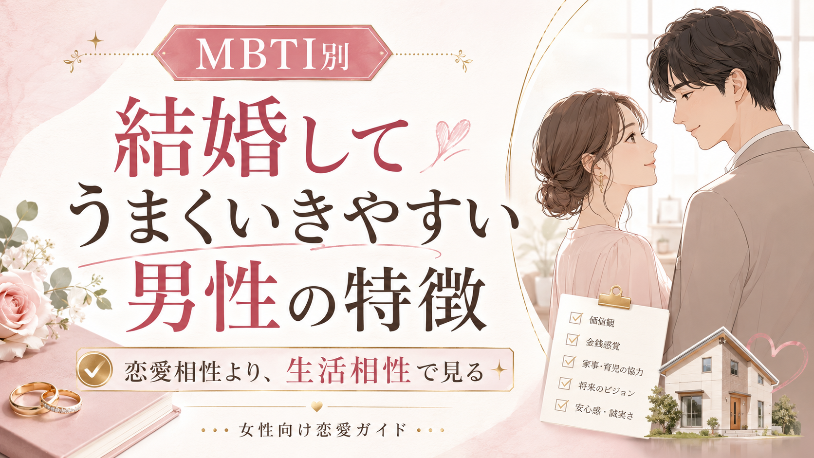 【MBTI別】結婚してうまくいきやすい男性の特徴｜恋愛相性ではなく“生活相性”で見る男性選び完全ガイド
